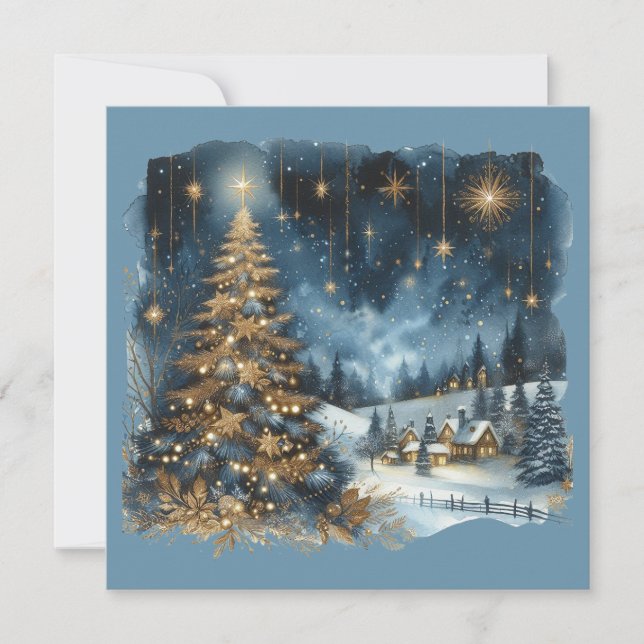 Christmas tree & Merry Christmas customisable  Holiday Card (Front)