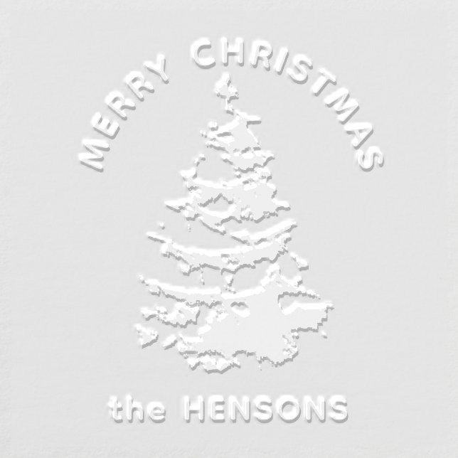Christmas Tree Merry Christmas Family Name Embosser (Design)