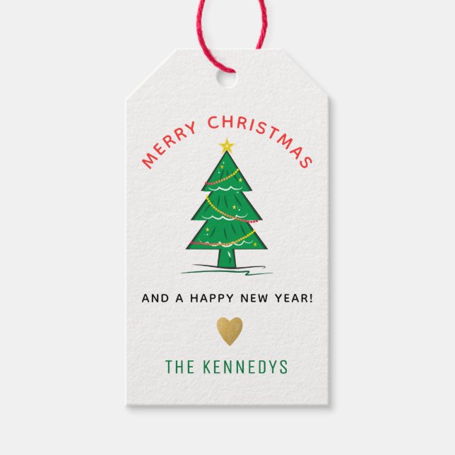 Christmas Tree Merry Christmas Gift Tags (Front)