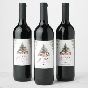 Christmas Tree Merry Christmas Gift Tags Wine Label