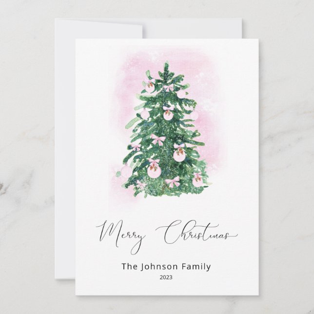 Christmas Tree Merry Christmas Holiday Card (Front)