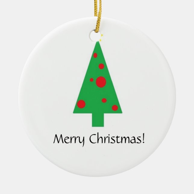 christmas tree, MERRY CHRISTMAS!, Merry Christmas! Ceramic Ornament (Front)