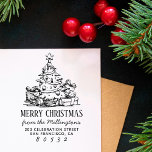 Christmas Tree Merry Christmas Name Return Address Rubber Stamp<br><div class="desc">Easily personalize these custom Christmas Tree Merry Christmas Name Return Address rubber stamps with your own names and address. To customize these rubber stamps, click on "Personalize this template" and change the text in the boxes provided. Available with different ink pad colors (not included) in square sizes 1 inch, 2...</div>