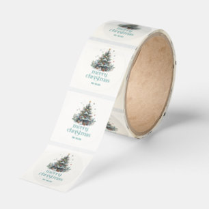 Christmas Tree Merry Christmas Retro Typography Classic Round Sticker