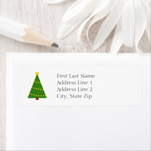 Christmas Tree Merry Christmas Return Address Label