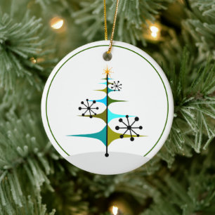 Christmas Tree - Mid Century Atomic Ceramic Ornament