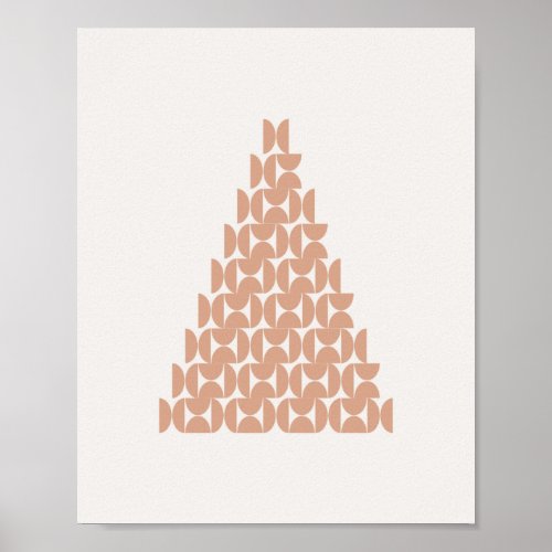 Christmas Tree Mid Century Modern Beige Poster