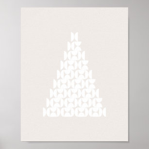 Christmas Tree Mid Century Modern Beige White Poster