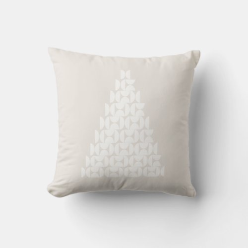 Christmas Tree Mid Century Modern Beige White Throw Pillow