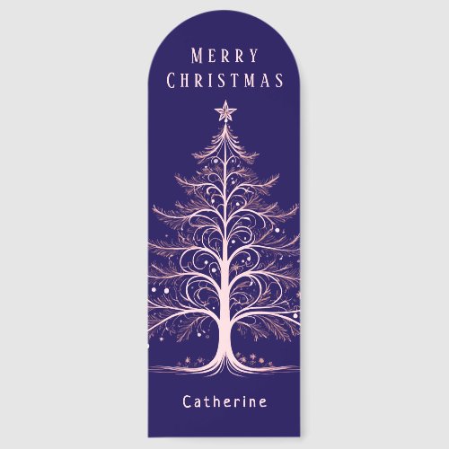 Christmas Tree Midnight Blue Personalized Bookmarks