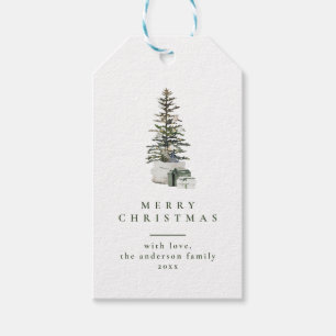 Christmas Tree Minimal Typography Green Gift Tags