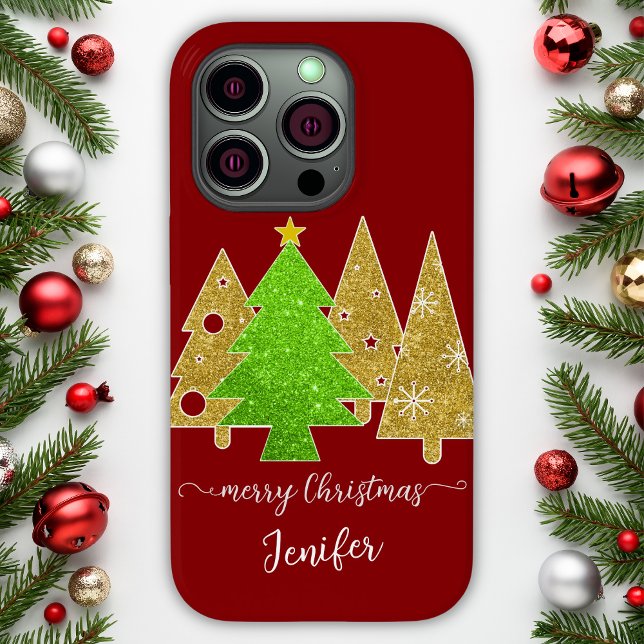 Christmas tree | Minimalist | Gold glitter gift Case-Mate iPhone Case (Creator Uploaded)