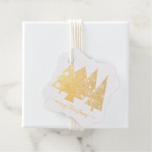 Christmas tree Minimalist Gold glitter gift Foil Favor Tags