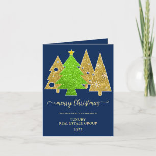 Christmas tree Minimalist Gold glitter gift Holiday Card