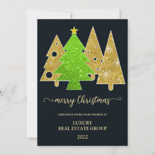 Christmas tree Minimalist Gold glitter gift Holiday Card