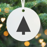 Christmas Tree | Minimalist Scandinavian Modern Metal Ornament<br><div class="desc">Minimalist, bold and simple christmas tree silhouette design custom holiday ornament in a 'scandi' scandinavian design style. The modern, minimal and bold design stands out from traditional christmas designs and is the perfect choice for the festive season. The design can easily be personalized on the reverse with your family name...</div>