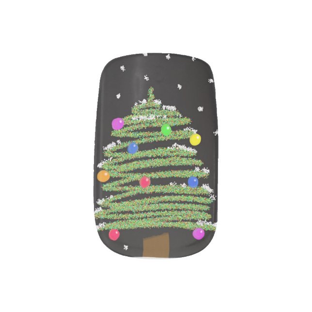 Christmas Tree Minx Nail Art (Right Thumb)