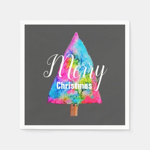 Christmas tree modern funky colors blue and pink napkins