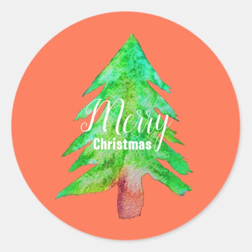 Christmas tree modern funky colors classic round sticker