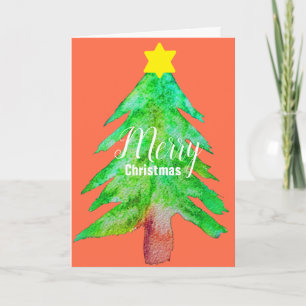 Christmas tree modern funky colors holiday card