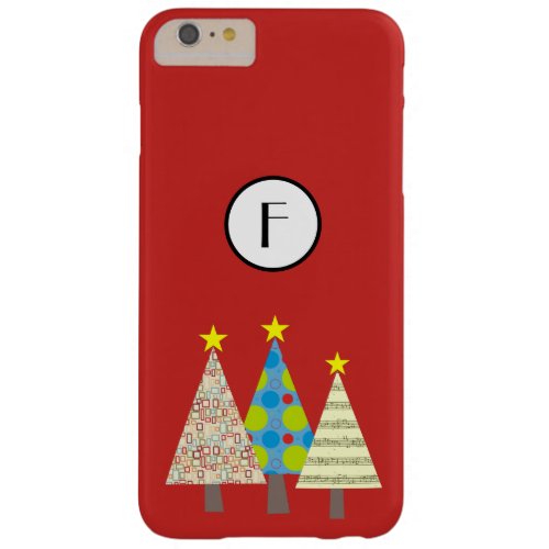 Christmas Tree Modern Geometric  Red Monogrammed Barely There iPhone 6 Plus Case