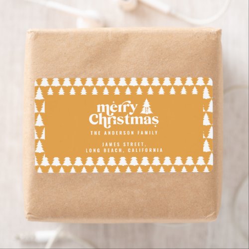 Christmas tree modern holiday simple mustard label