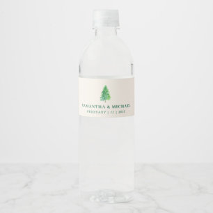 Christmas Tree Modern Holiday Water Bottle Label