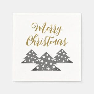 Christmas Tree Modern Minimalist Family Holiday Napkins