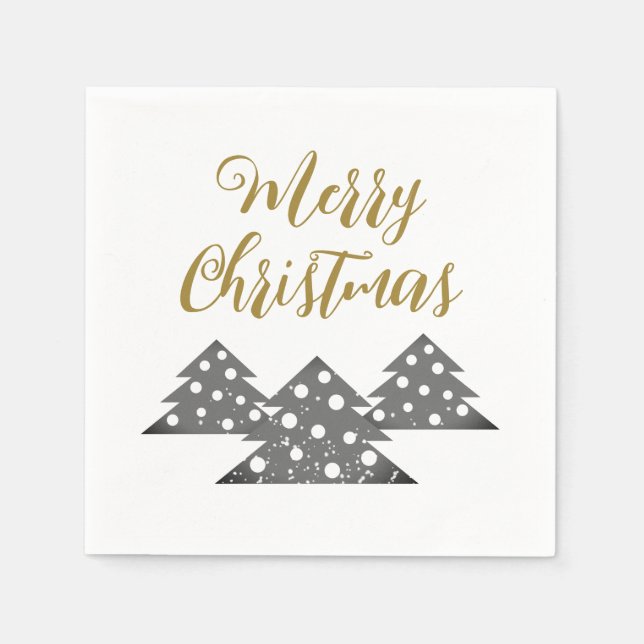 Christmas Tree Modern Minimalist Family Holiday Napkins (Front)