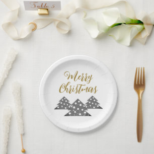 Christmas Tree Modern Minimalist Family Holiday Paper Plates
