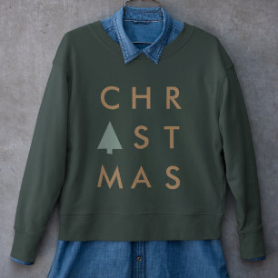 Christmas Tree Modern Minimalist Gold and Green Sweatshirt
