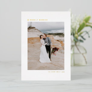 Christmas Tree Modern Minimalist Merrily Married Foil Holiday Card