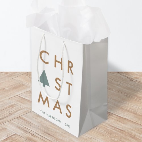 Christmas Tree  Modern Minimalist Scandinavian Medium Gift Bag