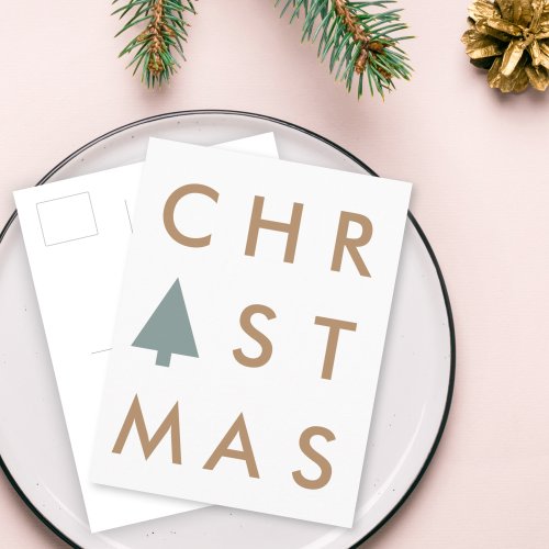Christmas Tree  Modern Minimalist Scandinavian Postcard
