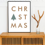 Christmas Tree | Modern Minimalist Scandinavian Poster<br><div class="desc">Simple, stylish "Christmas" quote poster print with a minimalist sage green christmas tree design and gold text in modern typography in a 'scandi' scandinavian design style. The text acan be customised with your own letters for the perfect holiday gift! | #christmas #holidays #posters #wallart #prints #xmas #scandi #scandinavian #modern #minimalist...</div>