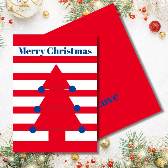 Christmas Tree Modern Red Stripe Greeting Card  (Creator Uploaded)