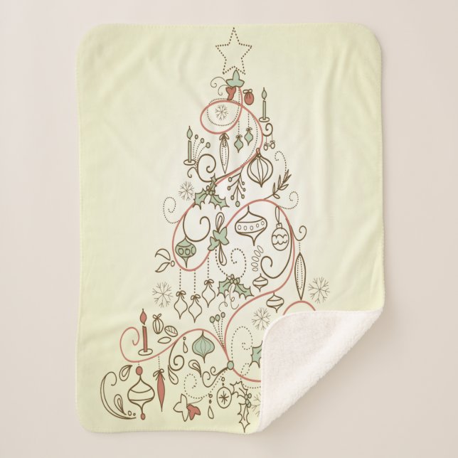 Christmas Tree Modern  Sherpa Blanket (Front)