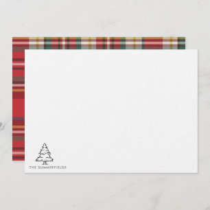 Christmas Tree Monogram Holiday Family Note Card