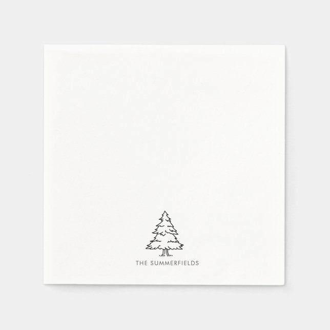 Christmas Tree Monogram Holiday Paper Napkins (Front)