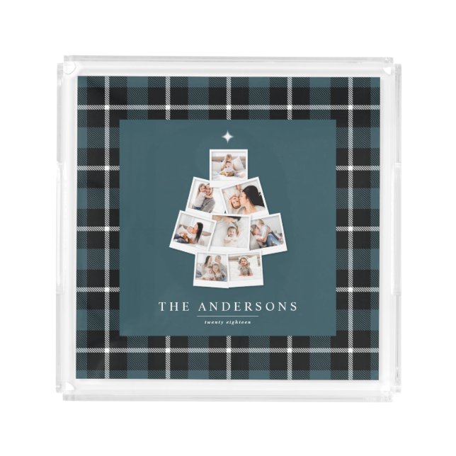 Christmas tree multi photo holiday acrylic tray (Front)