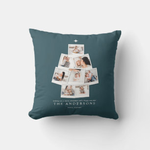 Christmas tree multi photo holiday throw pillow