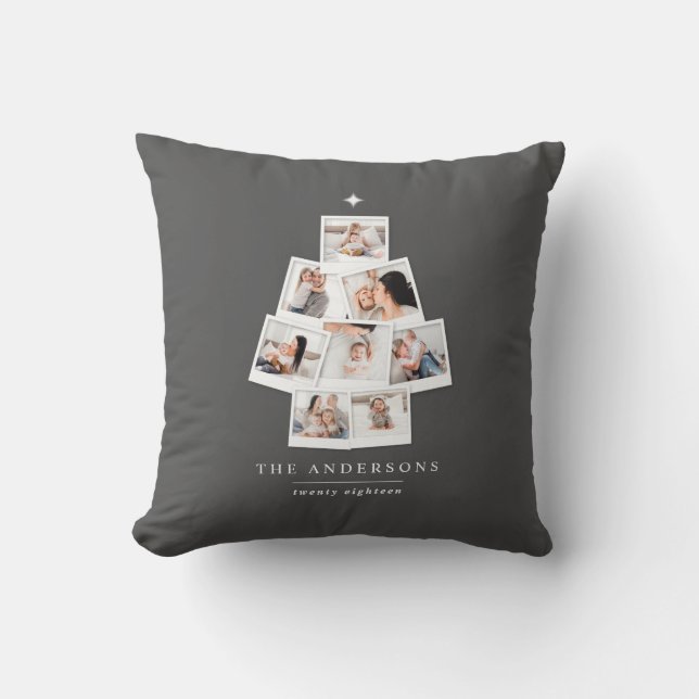 Christmas tree multi photo holiday throw pillow (Front)
