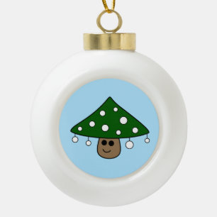 Christmas Tree Mushroom Ceramic Ball Ornament