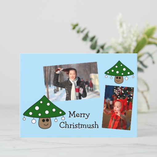 Christmas Tree Mushroom Photo Flat Card | Zazzle
