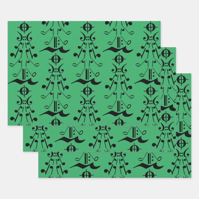 Christmas Tree - Music Notes and Symbols Wrapping Paper Sheets (Set)