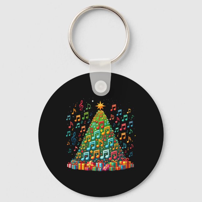 Christmas Tree Musical Note Music Teacher Musician Keychain (Front)