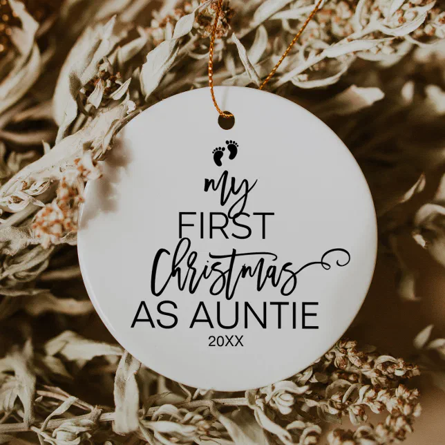 Christmas Tree My First Christmas as Auntie Ceramic Ornament | Zazzle