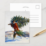Christmas Tree |  N.C. Wyeth Postcard<br><div class="desc">Christmas Tree – Chadds Ford (1922) | N.C. Wyeth’s 1922 painting, Christmas Tree – Chadds Ford, beautifully captures a wintry Christmas scene of a man carrying a freshly cut tree through the snow-covered countryside of Chadds Ford, Pennsylvania. The man is bundled warmly, with his sturdy stance conveying the effort of...</div>