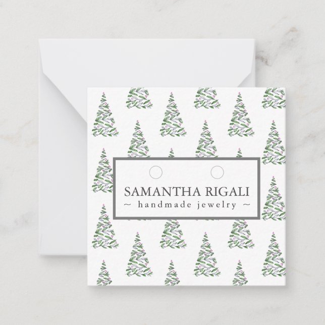 Christmas Tree Necklace Earrings Display Note Card (Front)