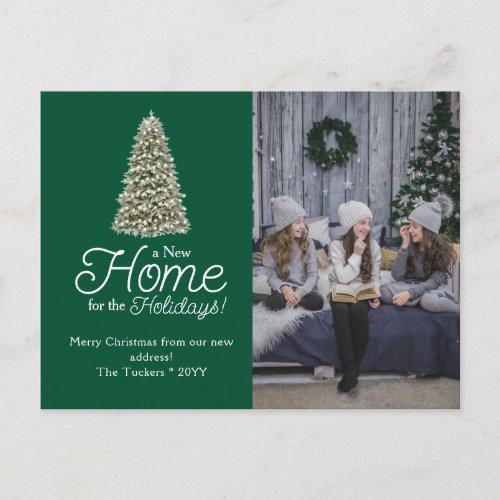 Christmas Tree New Home Dark Green Photo Moving Postcard